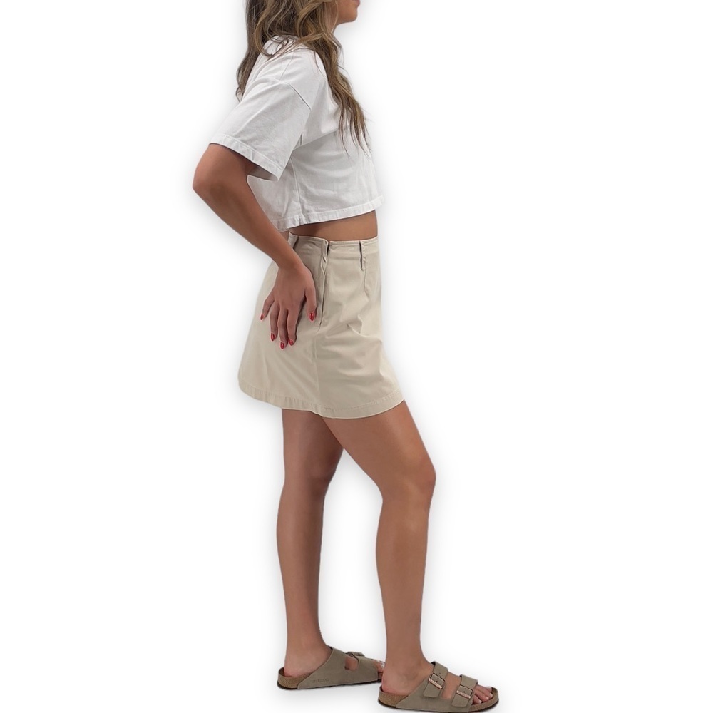 Vintage 90s Tan Mini Skirt The Limited Chino A-Line 100% Cotton | Small Sz 4/6 - Picture 5 of 11